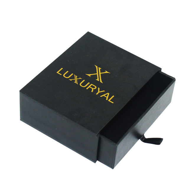 Logo gold stamped black jewelry box