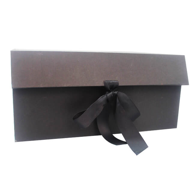 Black Apparel Folding Gift Boxes with Ribbon Closure