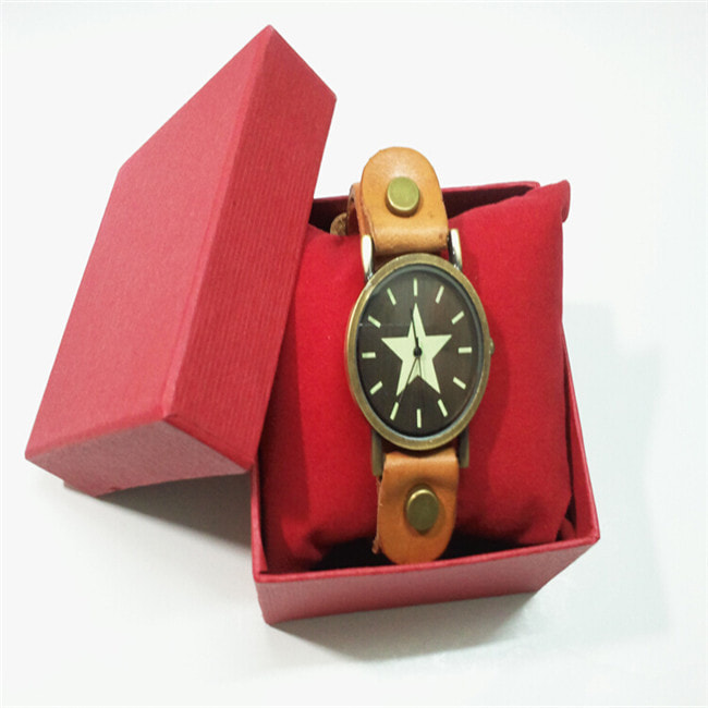 Red colored watch gift box with pillow for automatic watches