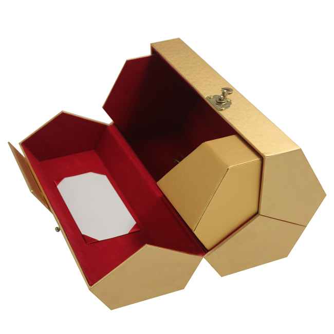 Hexagon Gift Boxes For Wine Bottles With Lining