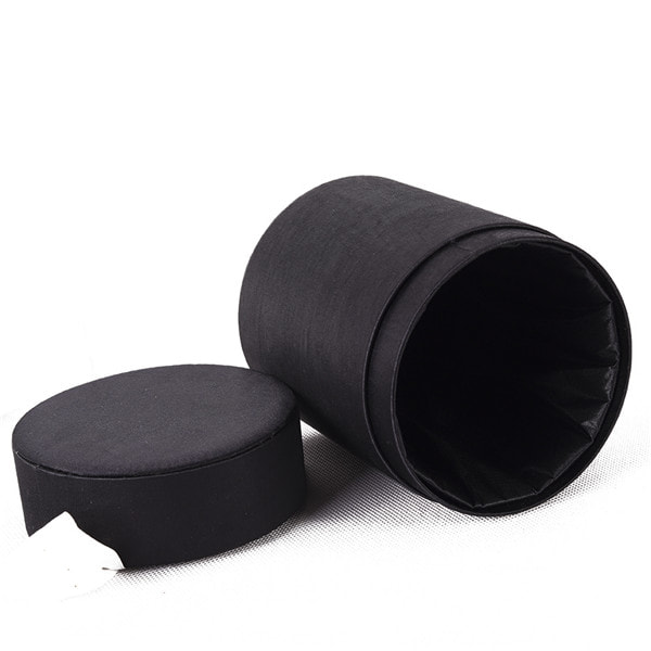Simple Black Round Perfume Sample Box With Ribbon
