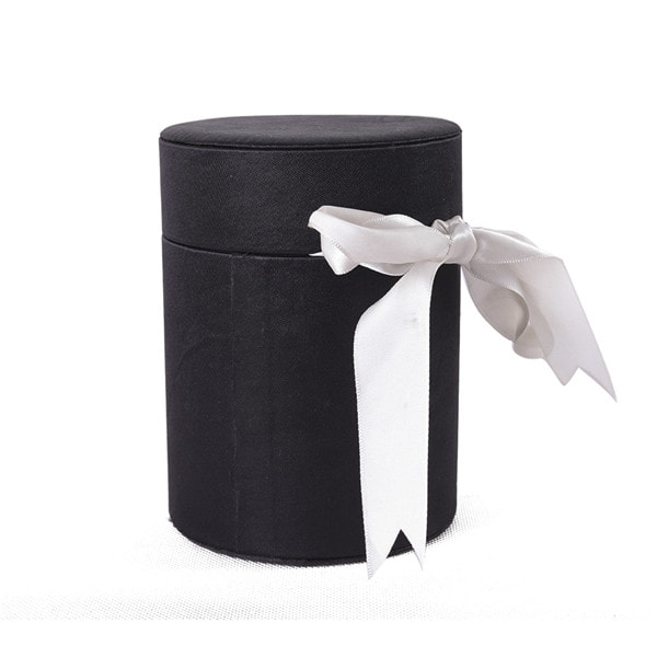 Simple Black Round Perfume Sample Box With Ribbon